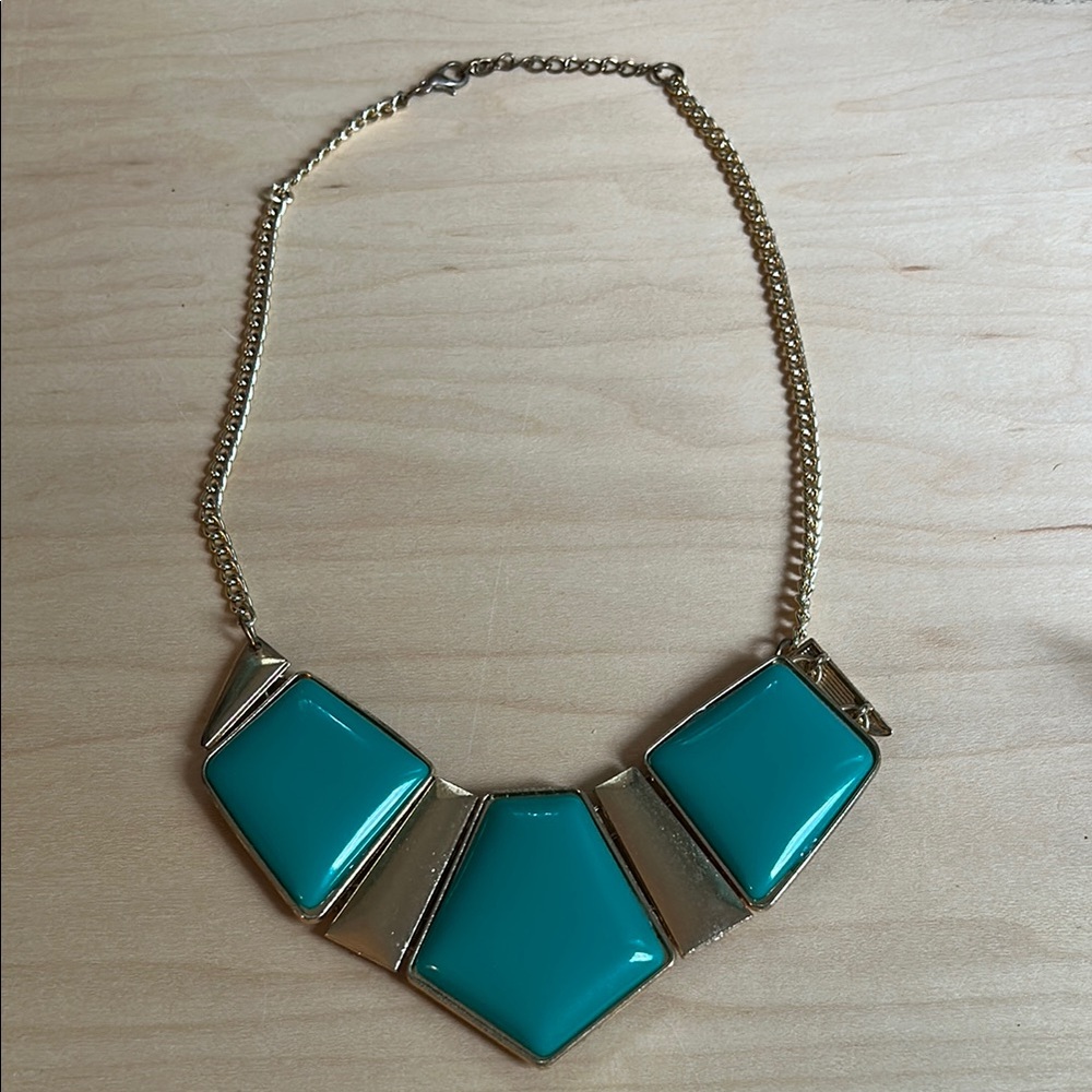Gold and Turquoise Geometric Necklace